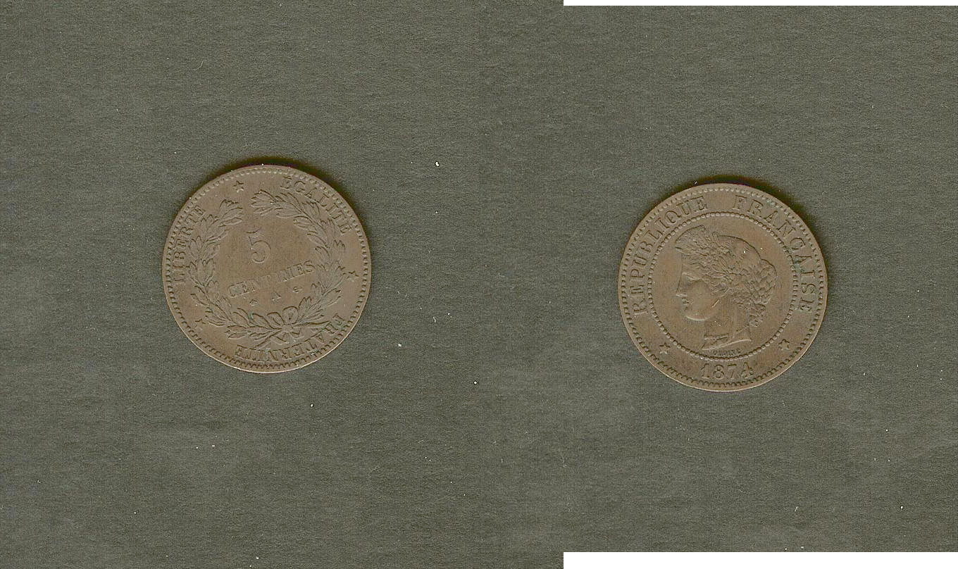 5 centimes Ceres 1874A EF